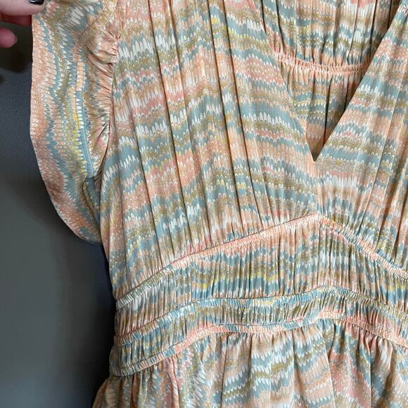 Ulla Johnson Bendetta Dress in Opal Sz 4 Peach Cream Blue Silk Chiffon Ruffles - Picture 10 of 16